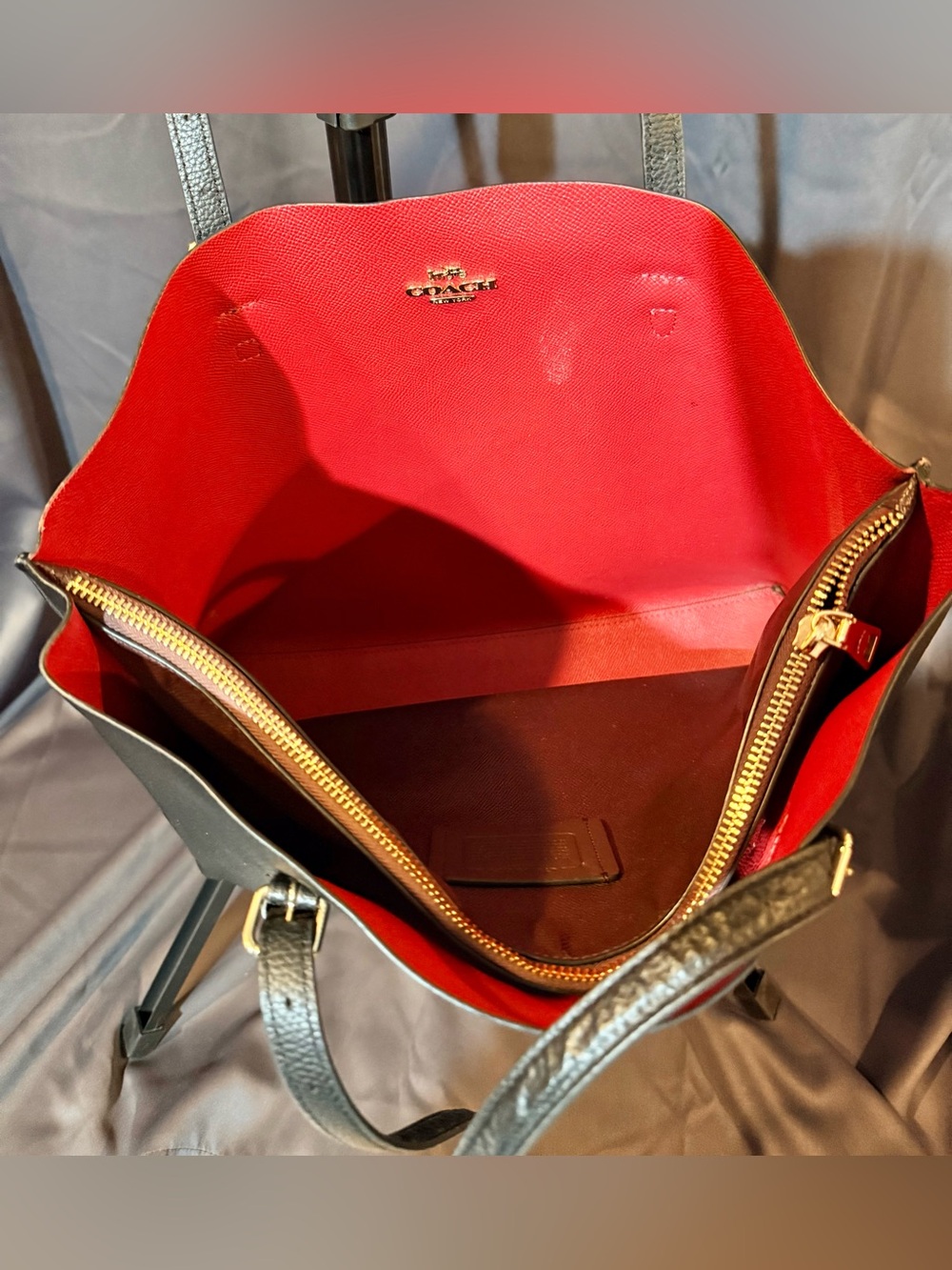 Coach Black Mollie with Red Interior Leather Tote Bag Used **PLEASE READ** - Picture 7 of 14